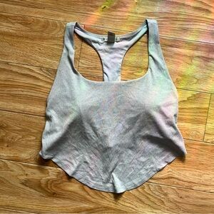 High-Low Gray Racerback Tank Top / Sports Bra with Removable Pads | Athletic